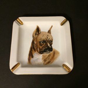Vintage ceramic gold trim boxer ash tray